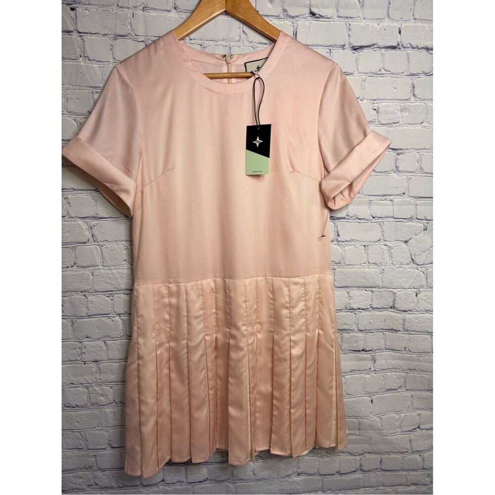 NWT Tuckernuck Ballet Pink Peach Pleated Preppy Wedding Party Liza Mini Dress M